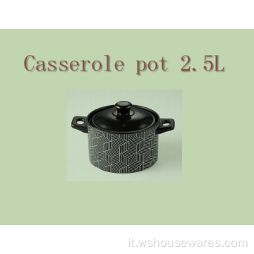 Piatto di casseruola in ceramica nera con coperchio